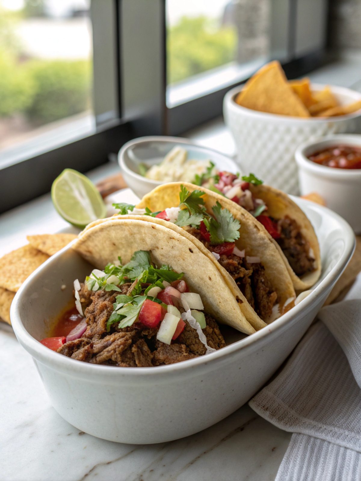 Featured image of Beef Birria Tacos showing savory and bright ingredients.