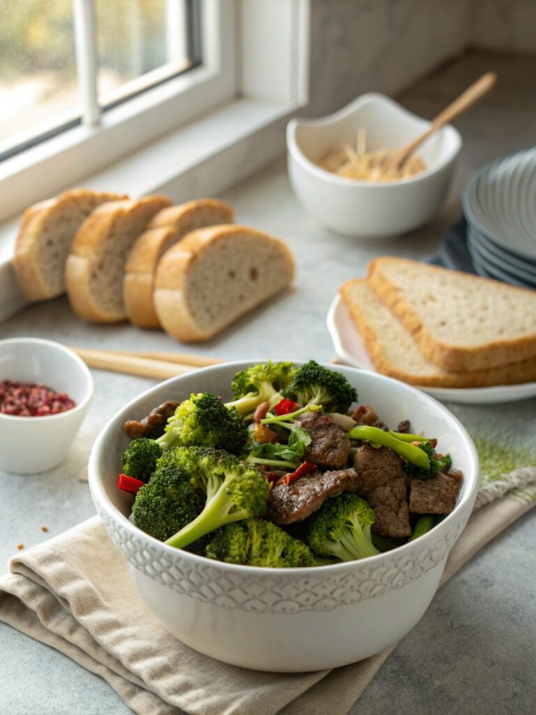 Stunning image of the Beef Broccoli Recipe with Asian Flavors plated beautifully.