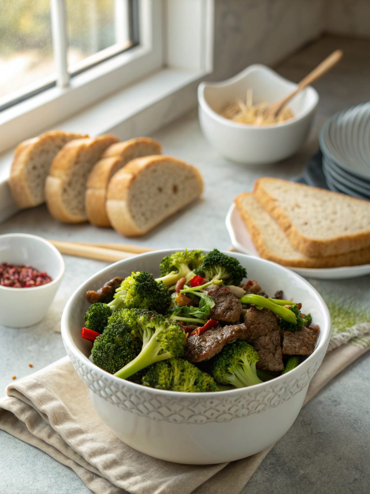 Stunning image of the Beef Broccoli Recipe with Asian Flavors plated beautifully.