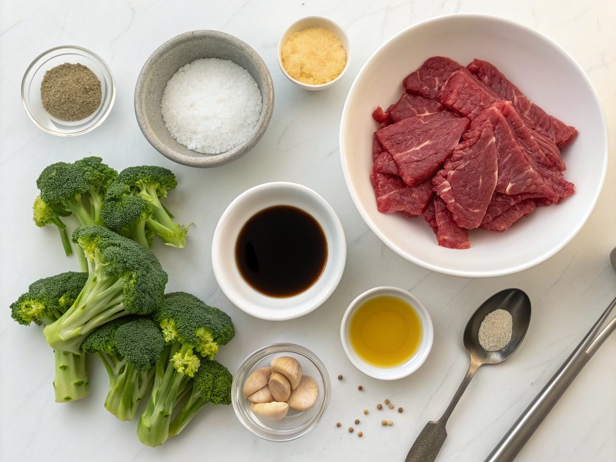 Visual Ingredients for Beef Broccoli Recipe