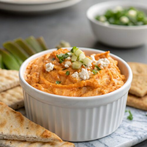 Delicious Buffalo Chicken Dip Crock Pot served in a bowl.