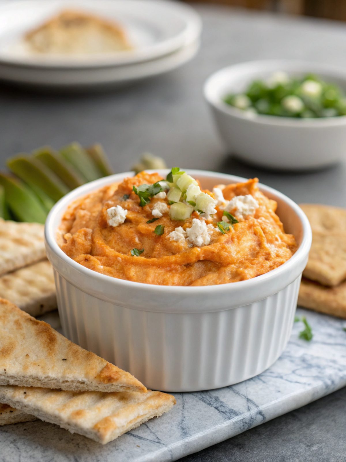 Delicious Buffalo Chicken Dip Crock Pot served in a bowl.