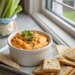 Delicious Buffalo Chicken Dip Crockpot served in a bowl