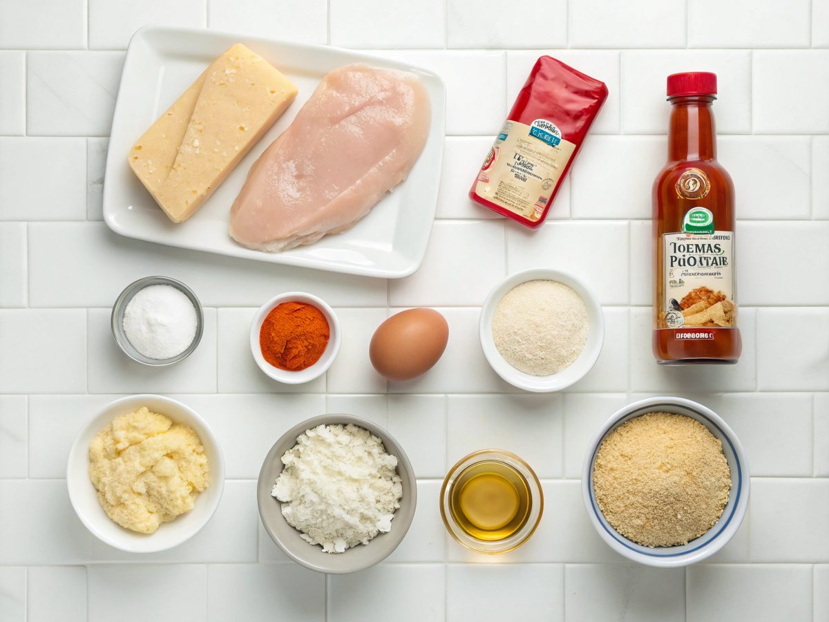 Ingredients for Buffalo Chicken Mozzarella Sticks
