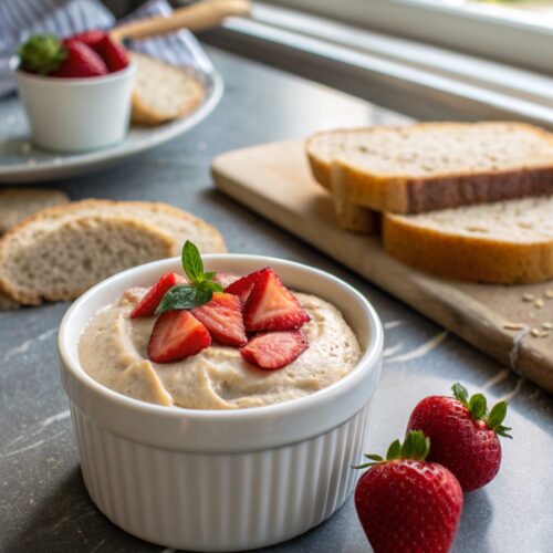 Ultimate serving presentation of cake batter protein pudding