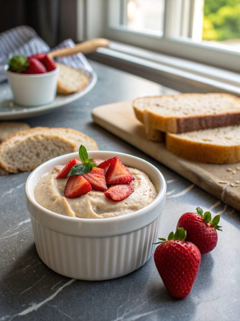 Ultimate serving presentation of cake batter protein pudding