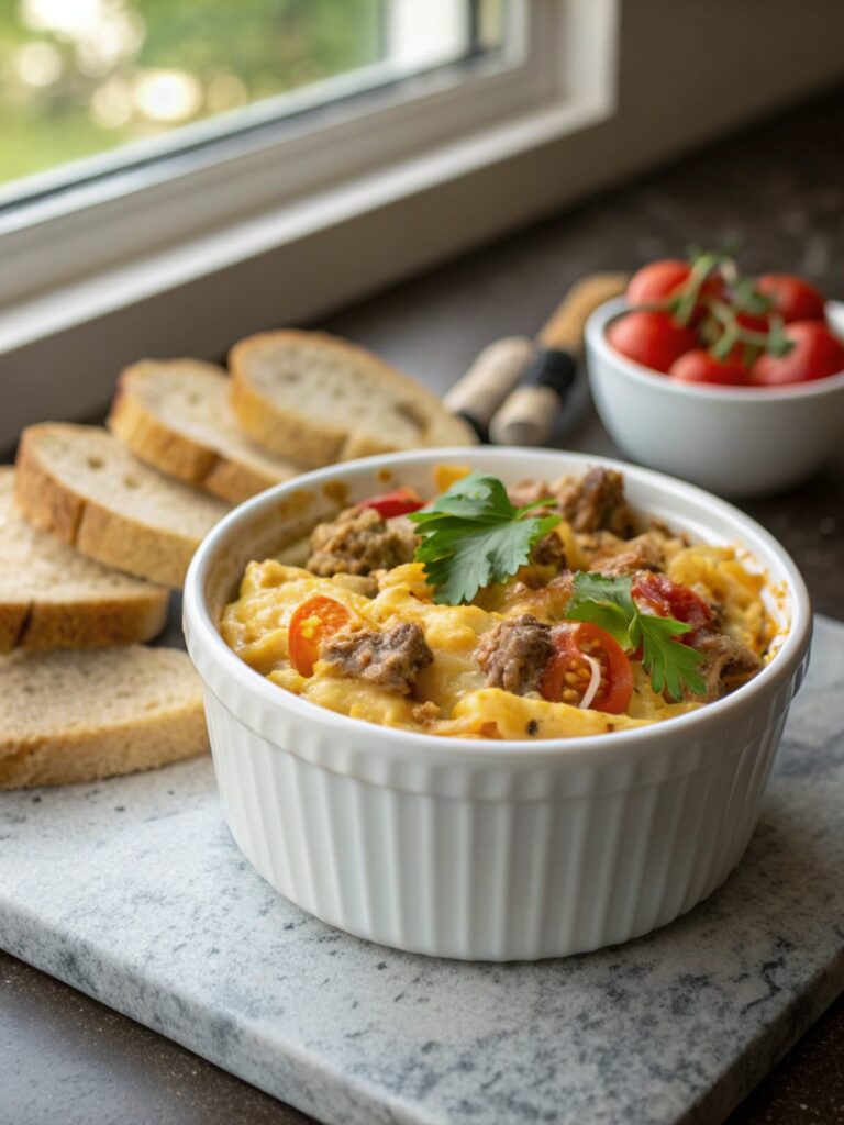 Close-up of Cattle Drive Casserole Recipe served in a casserole dish
