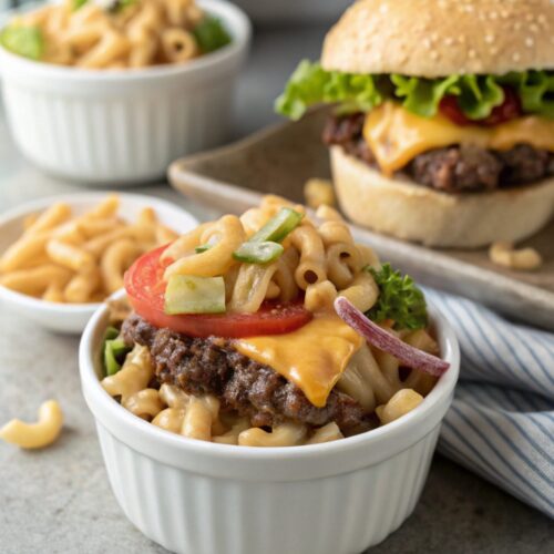 Deliciously creamy Cheeseburger Hamburger Helper Recipe served in a bowl.