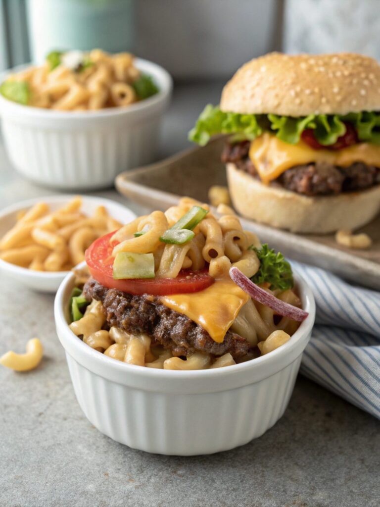 Deliciously creamy Cheeseburger Hamburger Helper Recipe served in a bowl.