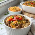 Scrumptious Cheesy Hamburger Rice Casserole freshly baked