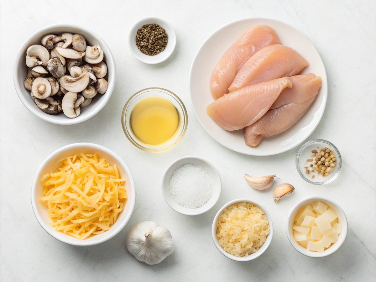 Ingredients laid out for making Texas Roadhouse Smothered Chicken.