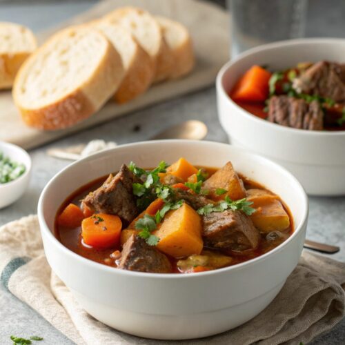 SEO-friendly alt text describing the servings of Homestyle Beef Stew.