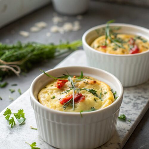 Close-up of freshly cooked cottage cheese egg bites, served warm and inviting.