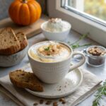 A delightful homemade pumpkin spice latte served in a stylish mug