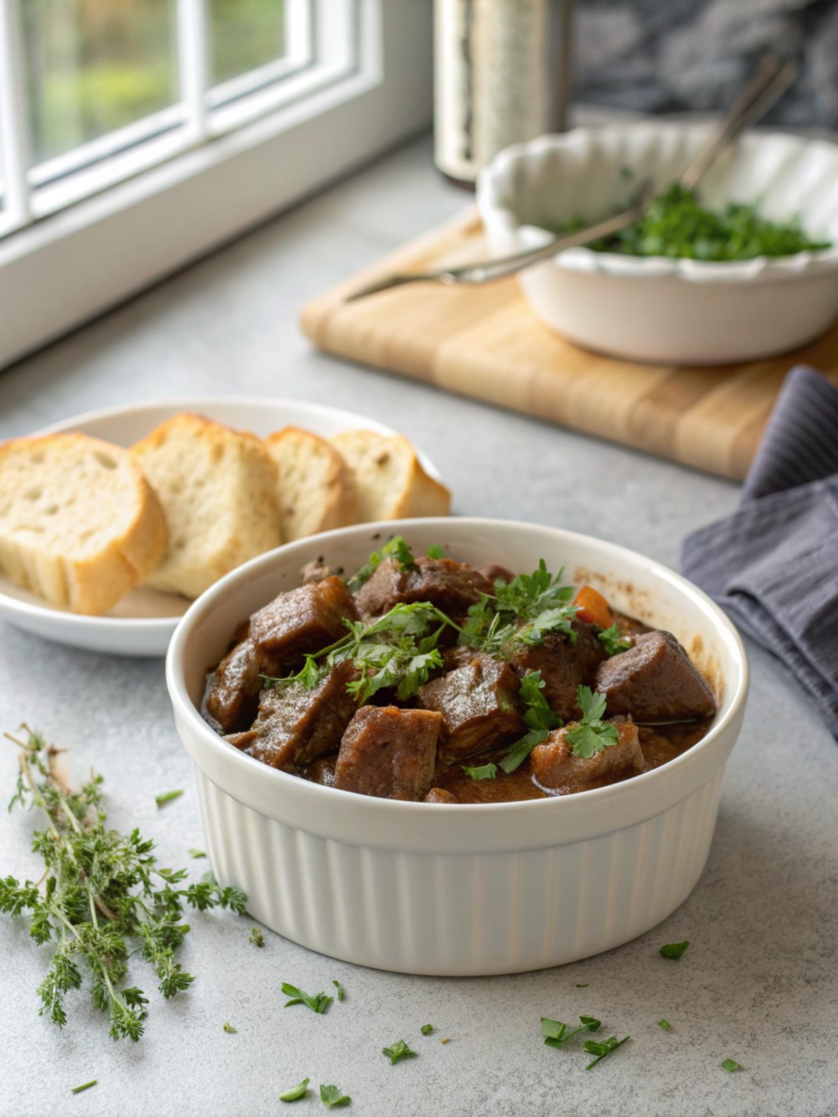 Image showing a rich and savory crockpot beef tips recipe presented attractively.