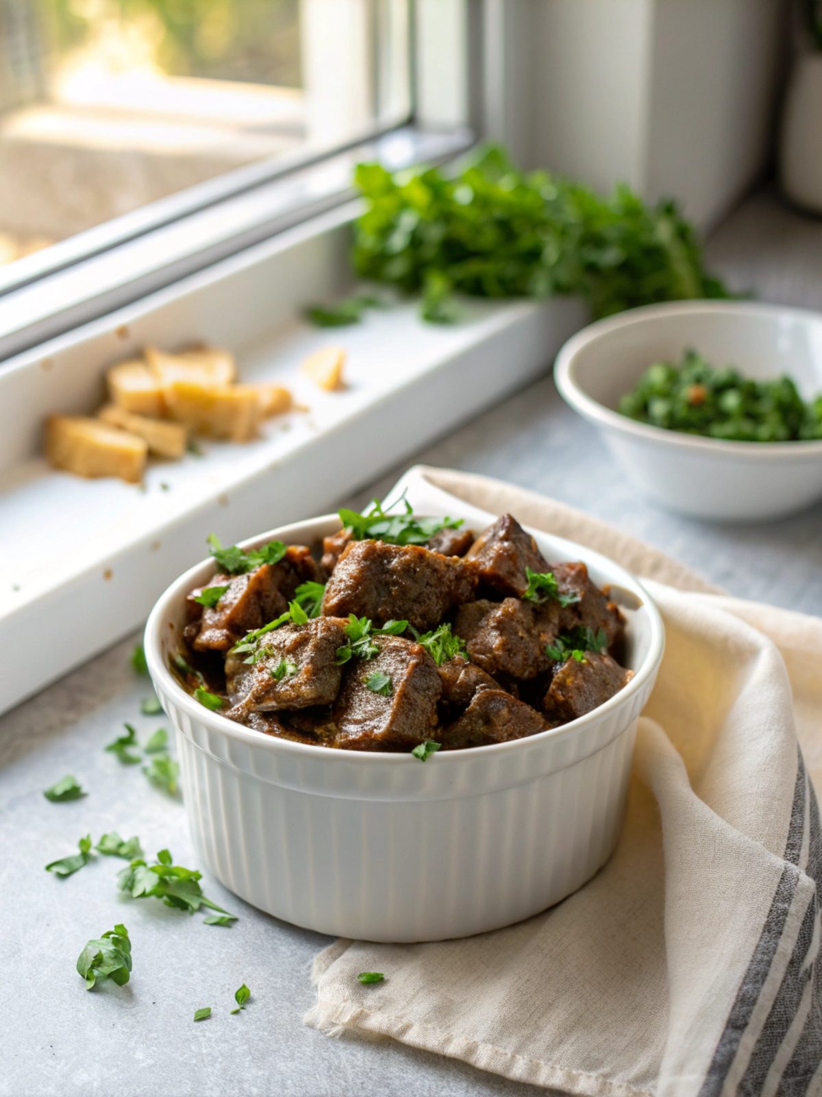 Featured image of Crockpot Garlic Butter Beef Bites served in a dish.