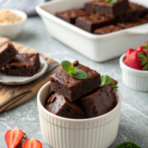 Rich and gooey chocolate fudge brownies featured beautifully