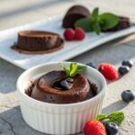 Hero shot of a deliciously melted Chocolate Lava Cake, warm and indulgent