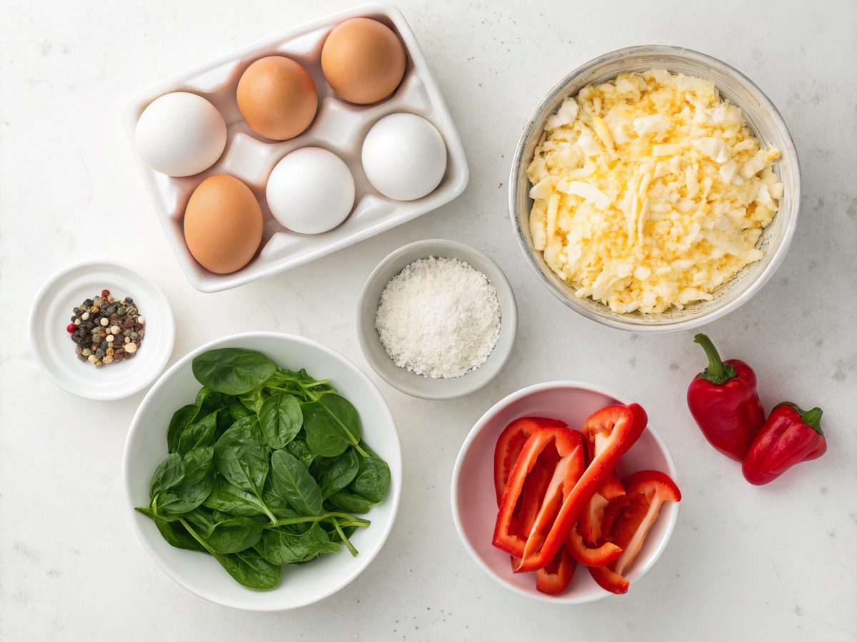 An SEO-friendly alt tag describing the cottage cheese egg bites ingredients.