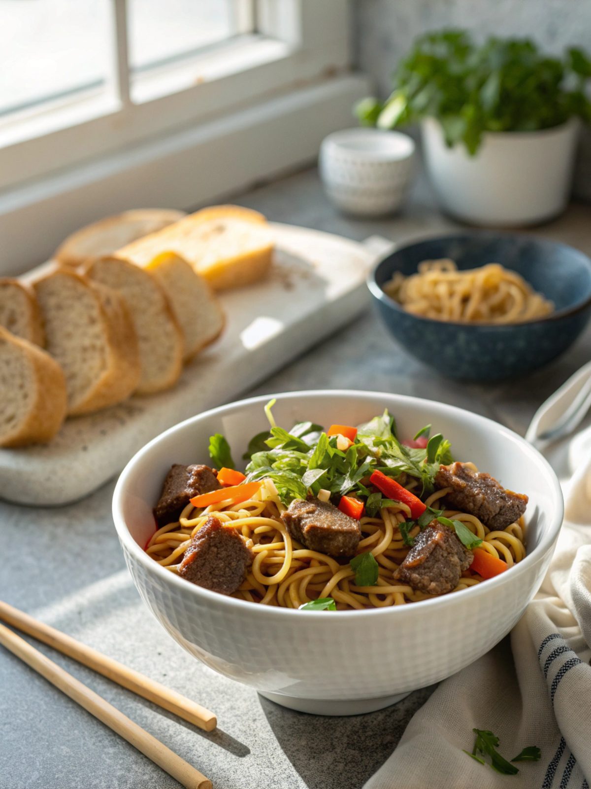 SEO-friendly alt text describing the featured image of Beef Ramen Stir Fry