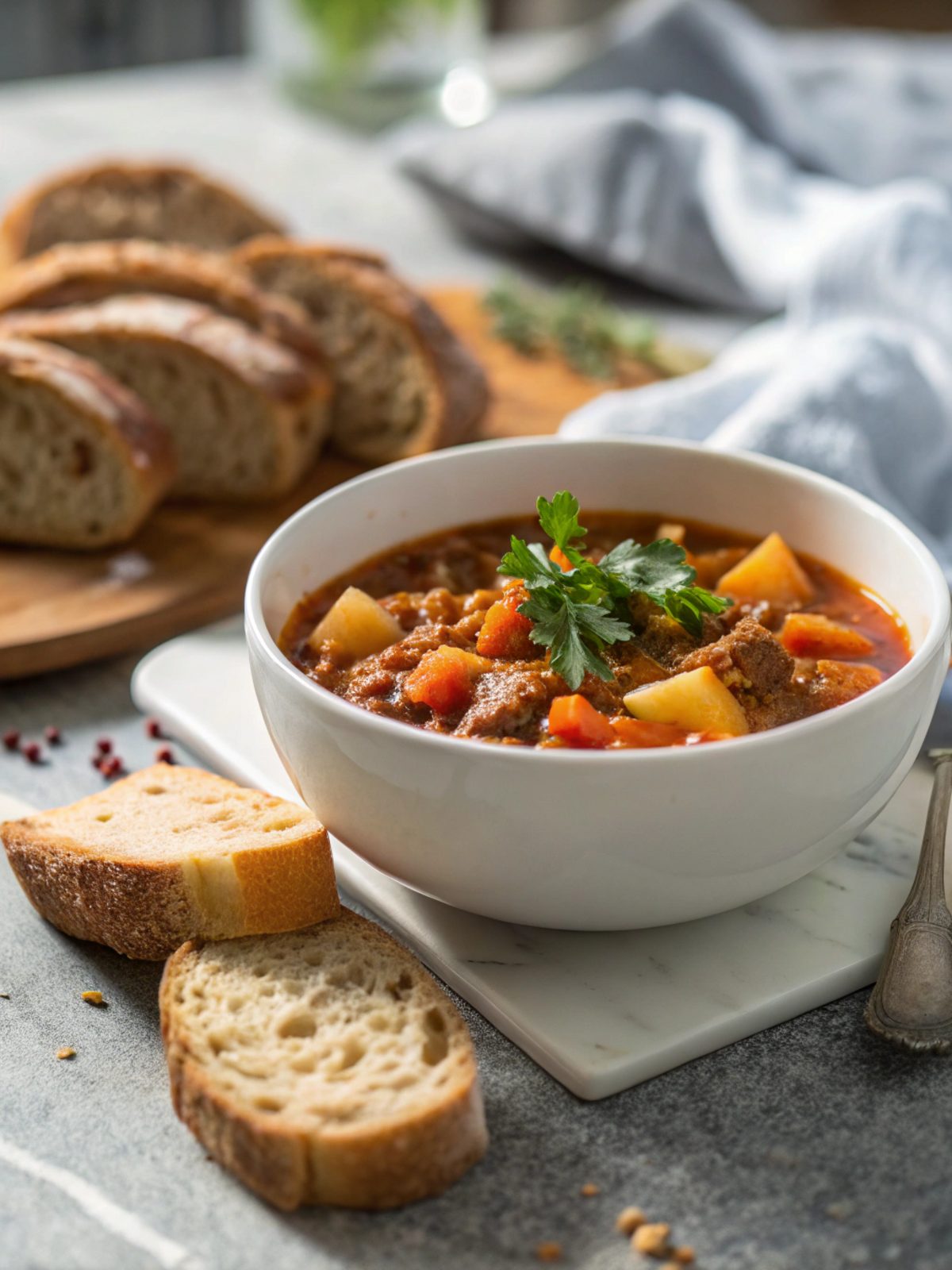 Crock Pot Poor Man's Stew beautifully served in a bowl