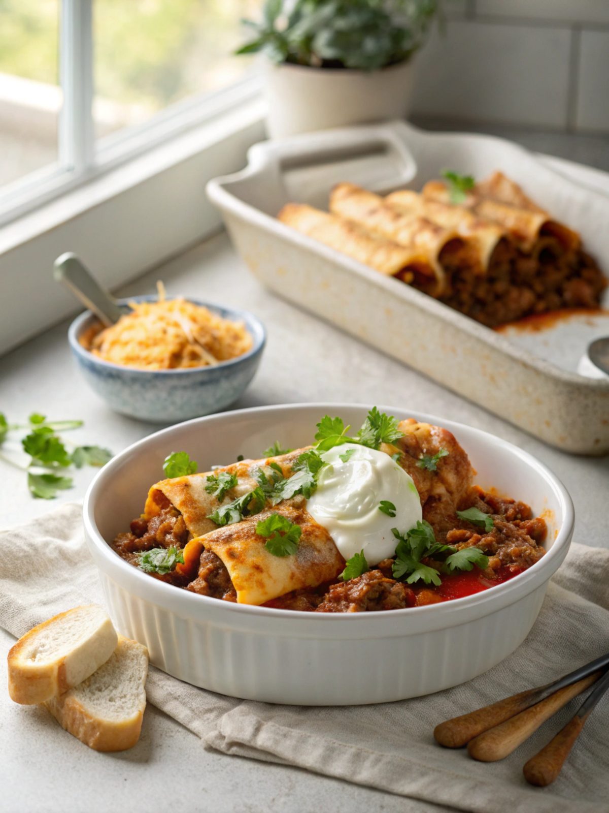 SEO-friendly alt text describing the featured image, including the Delicious Ground Beef Enchiladas Recipe