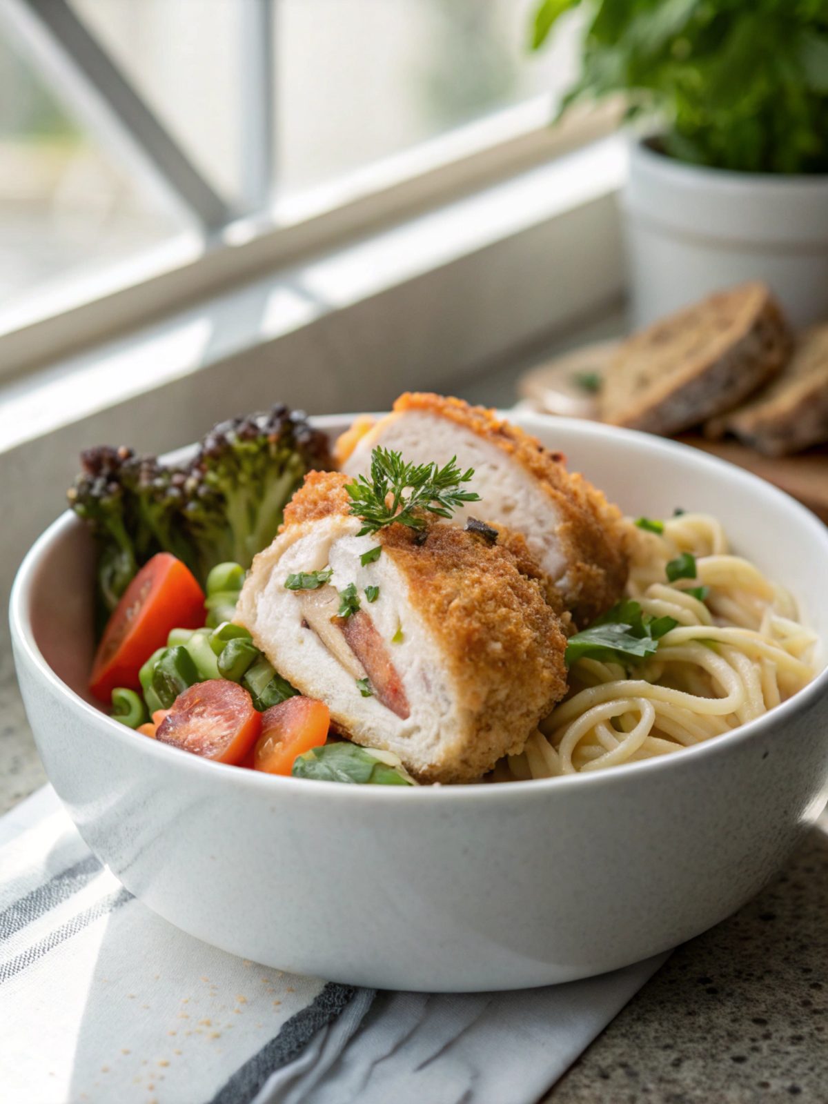 Delightfully Classic Healthy Chicken Cordon Bleu close-up