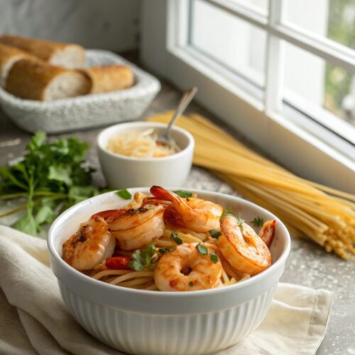 Delicious Honey Garlic Shrimp Dinner served with perfect glaze