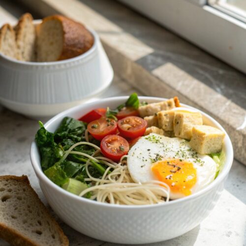 A beautifully prepared protein breakfast meal, ready to energize your mornings.