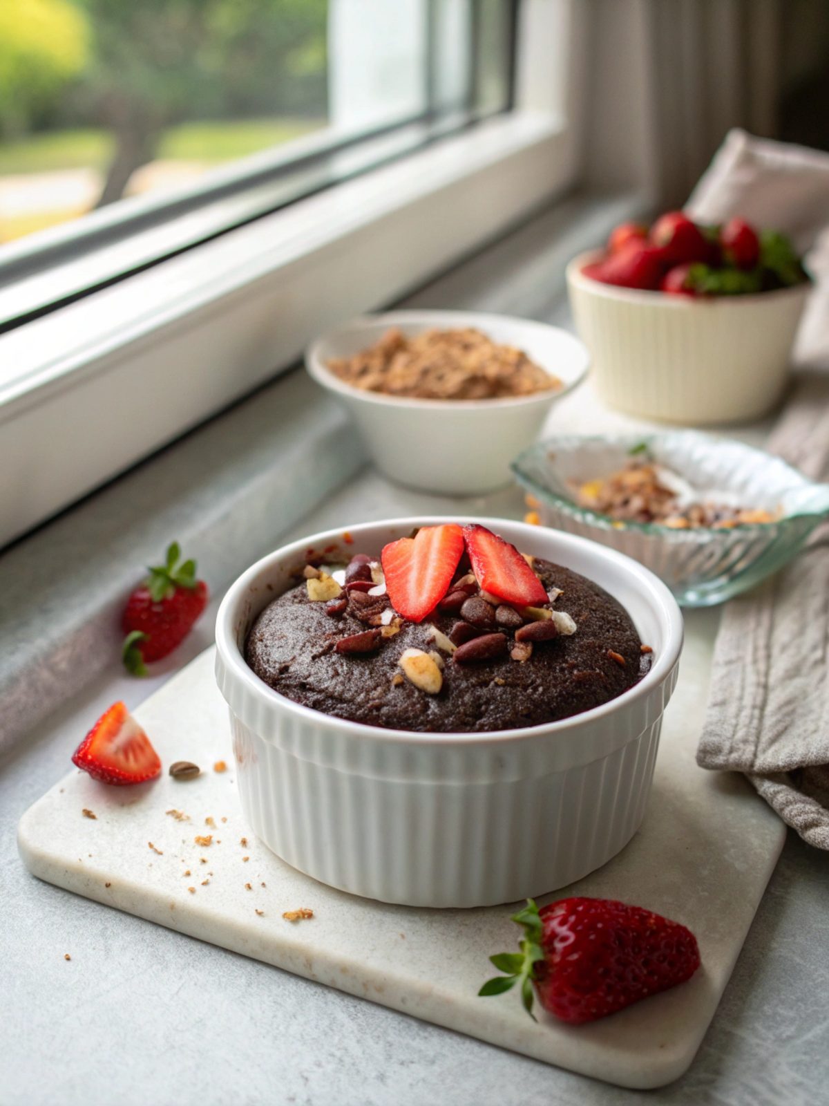 Delicious vegan chocolate cake ready to serve