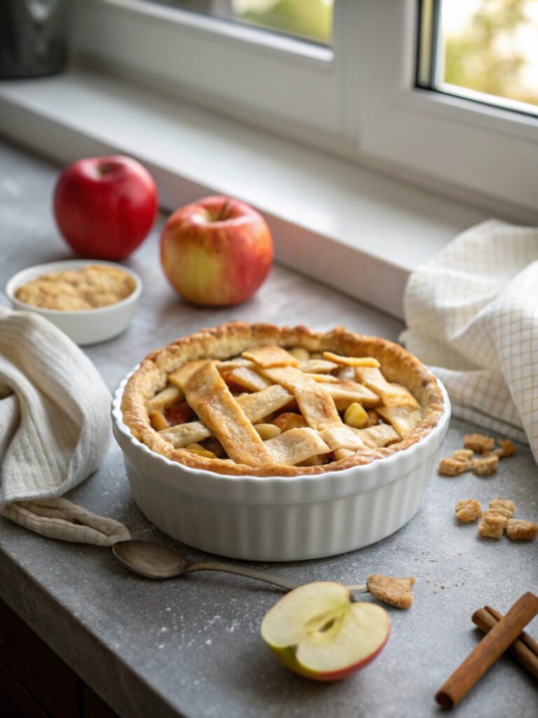 Golden, flaky homemade apple pie ready to serve