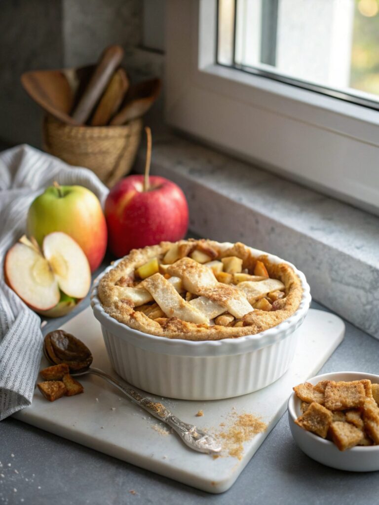 Homemade apple pie served fresh and golden brown, ready to enjoy.