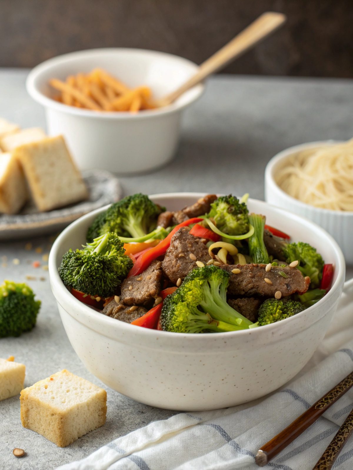 Beef broccoli stir fry served on a plate, highlighting its vibrant colors and textures