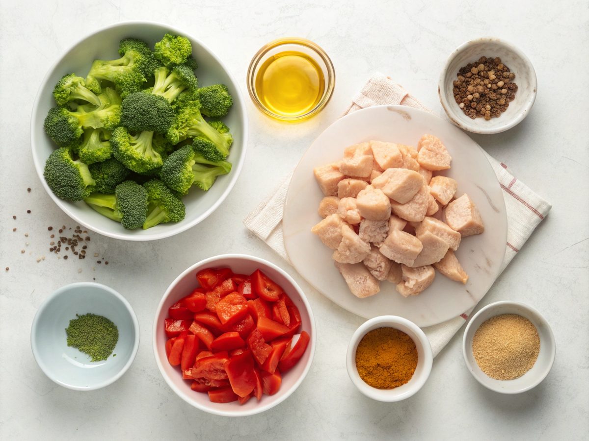 Ingredients ready for a high protein low carb meal.