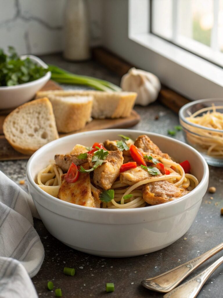 Close-up of delicious smothered chicken served elegantly