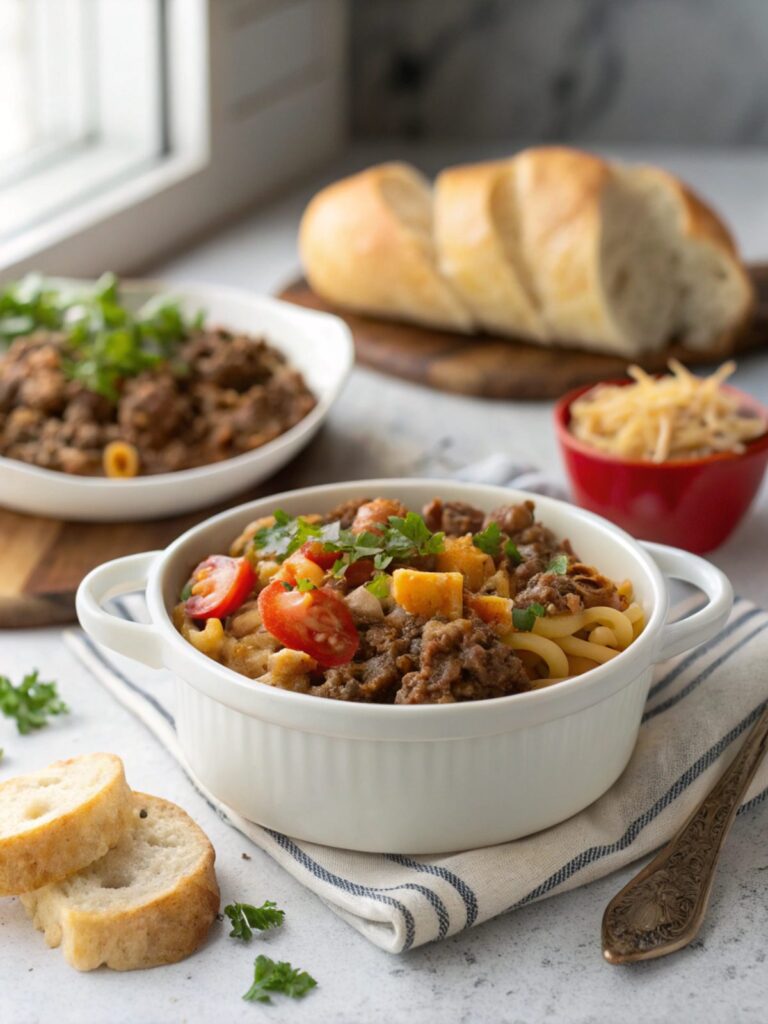 Ground Beef Hobo Casserole served with a rustic touch.