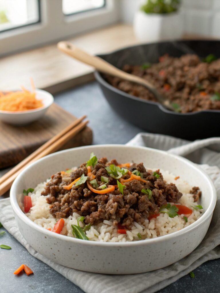 Hero image of a mouth-watering Ground Beef Rice Skillet, perfect for family dinners.