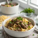Ground Beef Stroganoff Recipe in a creamy sauce