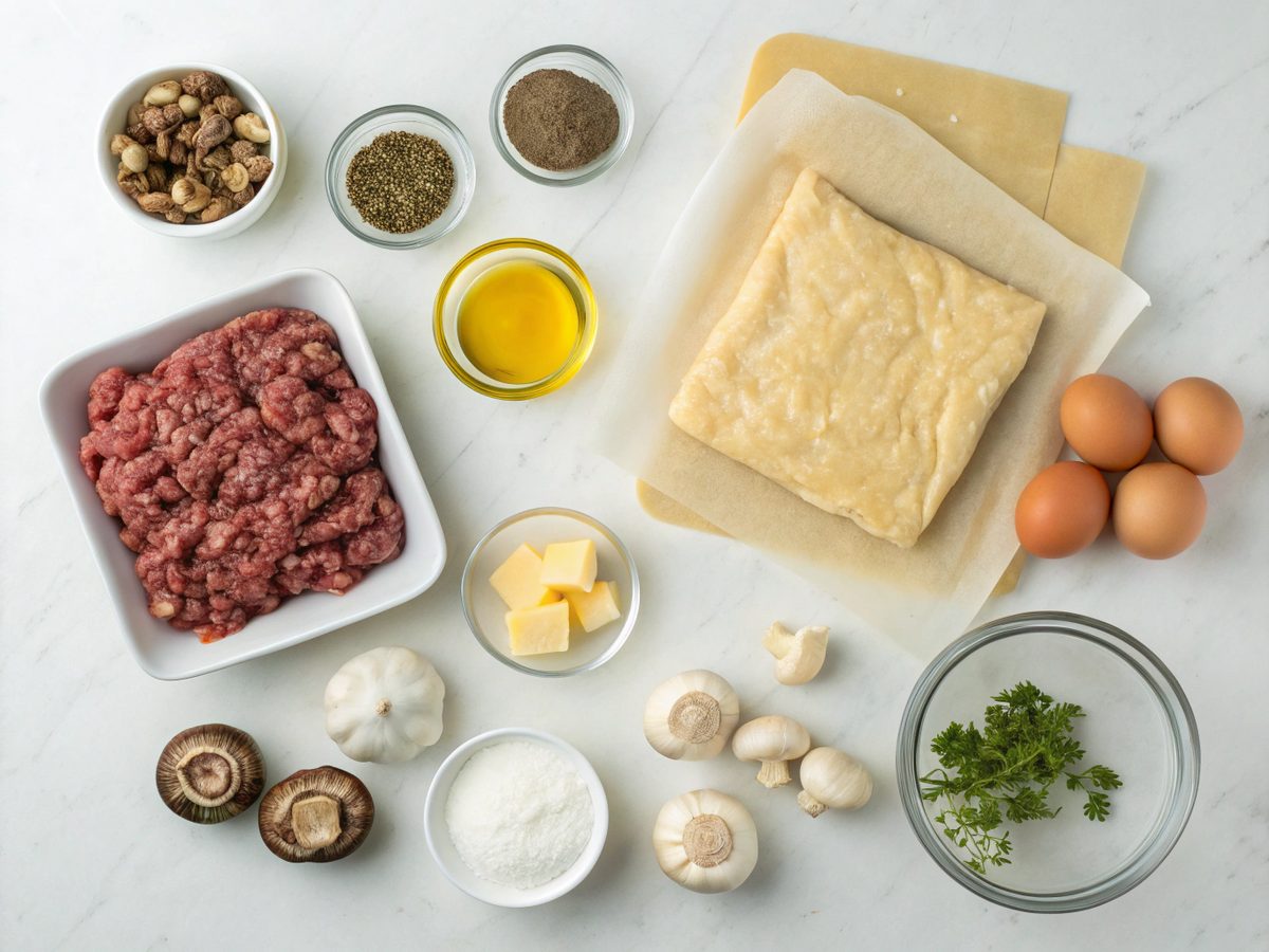 Essential ingredients for Ground Beef Wellington recipe