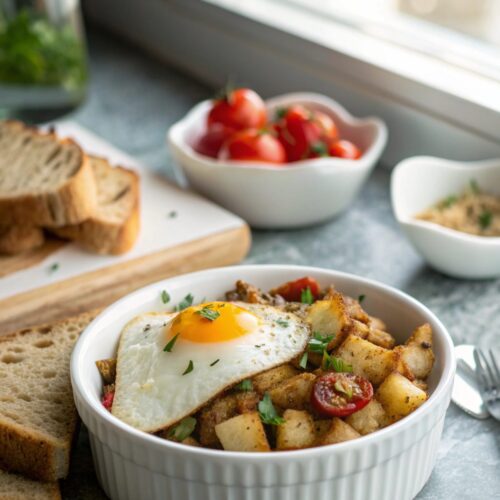 SEO-friendly alt text describing the featured image of high protein breakfast hash browns.