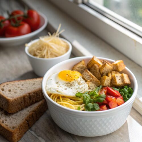 High protein breakfast meal prep displayed with vibrant ingredients