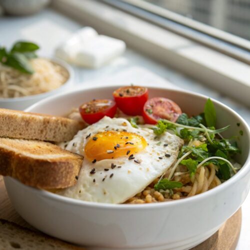 Delectable high protein omelet on a breakfast plate with vibrant colors.