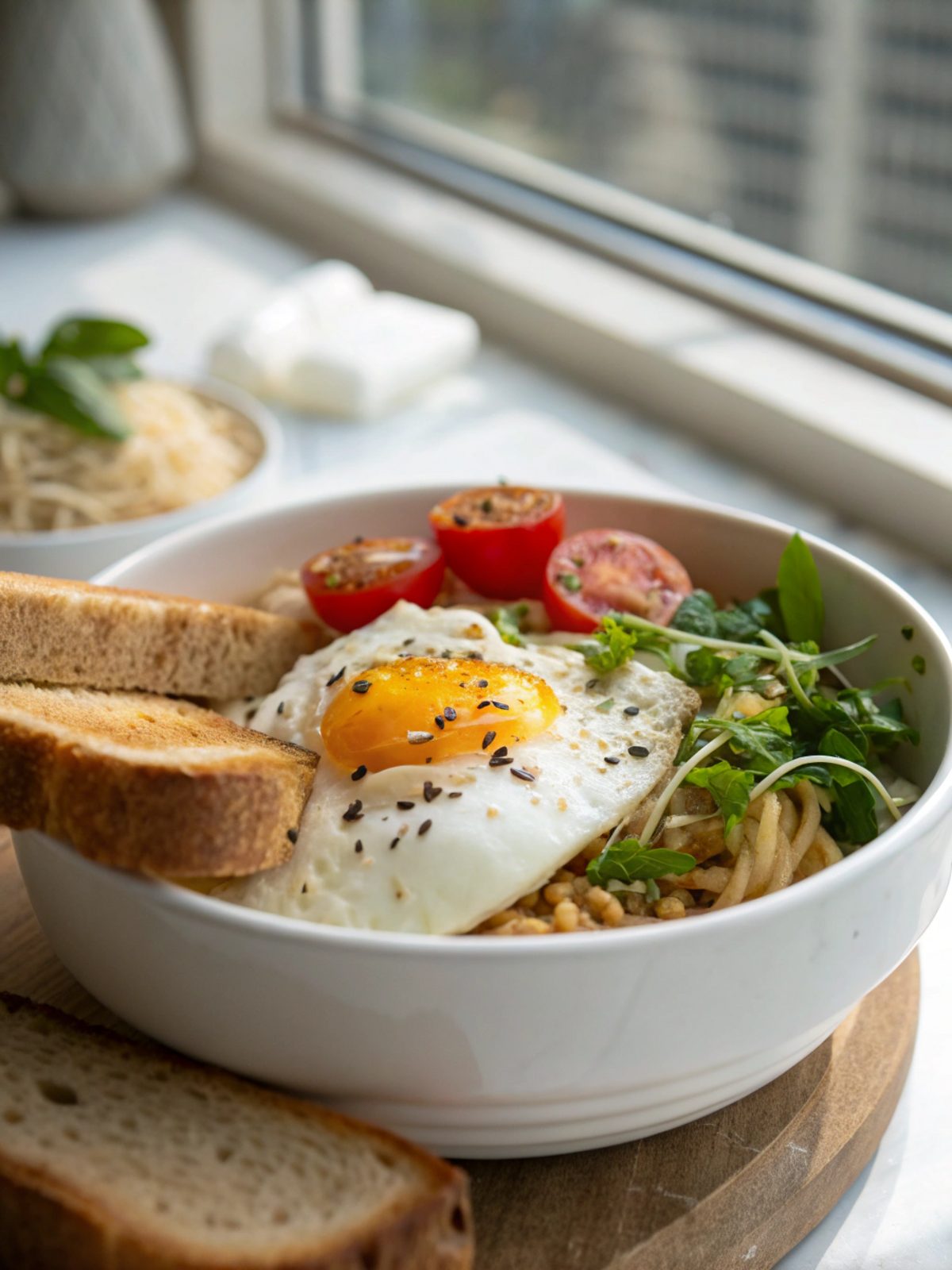 Delectable high protein omelet on a breakfast plate with vibrant colors.