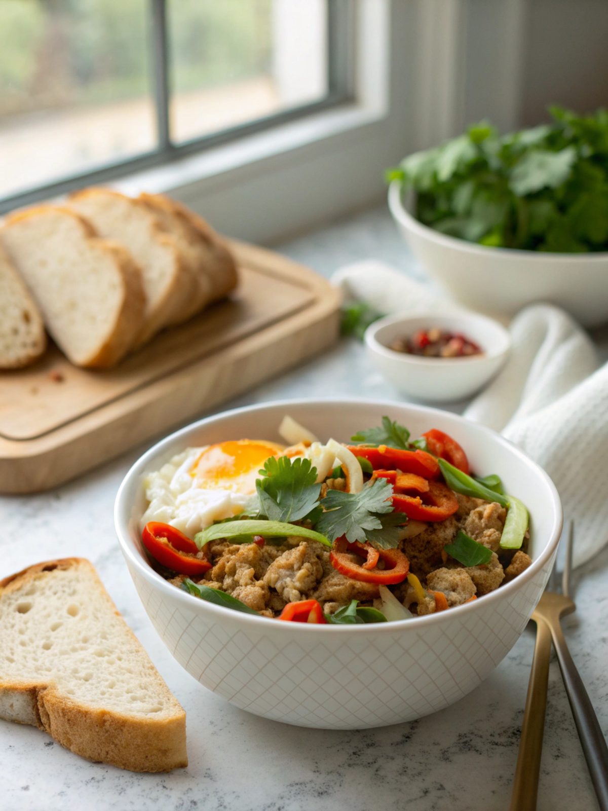 Vibrant High Protein Egg Roll Bowl served hot.