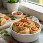 Fluffy golden brown High Protein Pizza Rolls fresh from the oven.
