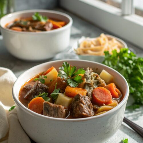 A warm, hearty bowl of homemade beef stew