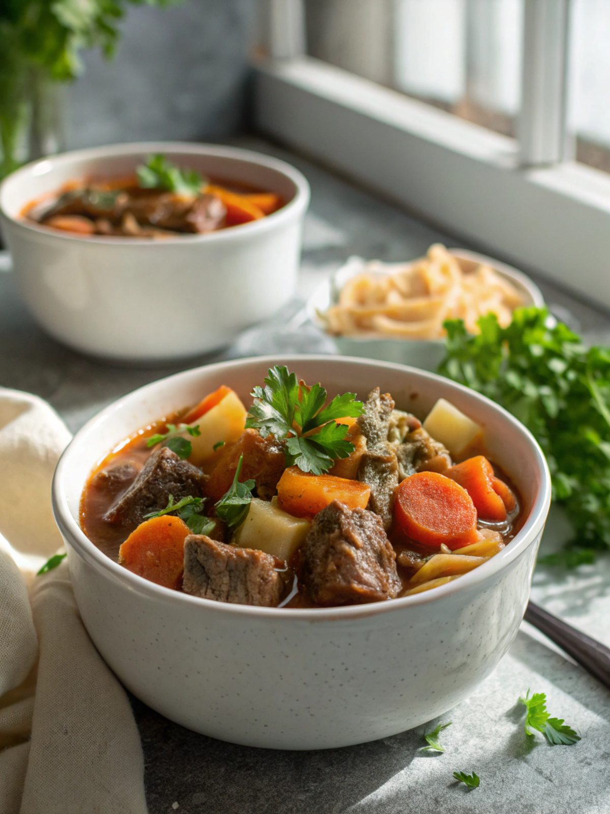 A warm, hearty bowl of homemade beef stew
