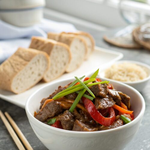Deliciously prepared Mongolian Beef Recipe on display