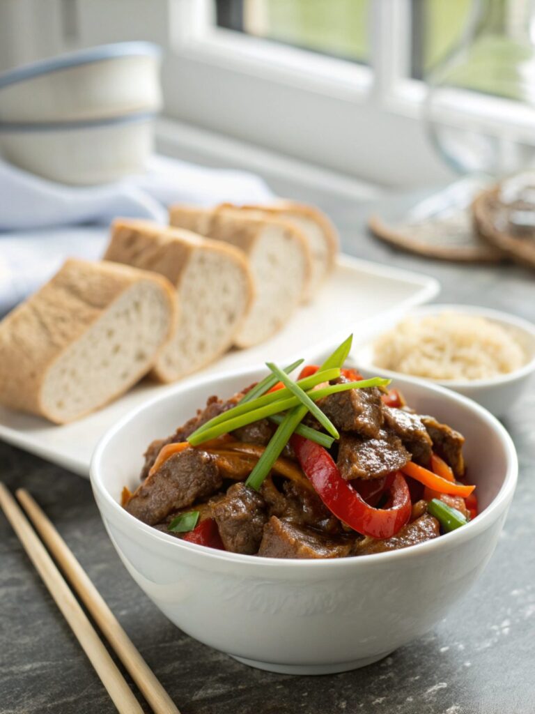 Deliciously prepared Mongolian Beef Recipe on display