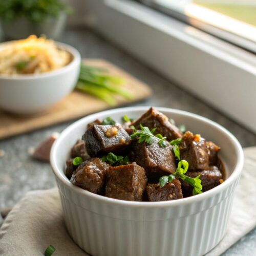 Deliciously cooked Honey Garlic Steak Bites with parsley garnish